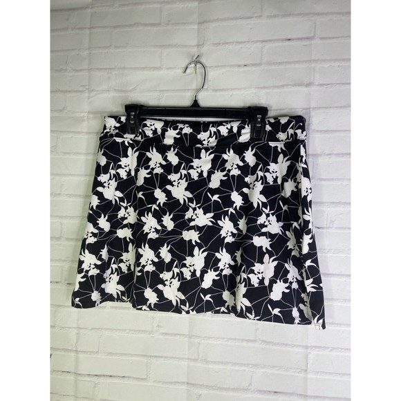 Tranquility Colorado Clothing Black White Floral Skort Skirt Lined Womens Size L - Picture 1 of 10